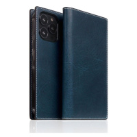 SLG Design puzdro D7 Italian Wax Leather pre iPhone 14 Pro - Blue