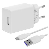 OBAL:ME sieťová nabíjačka USB-A 10W + kábel USB-A/USB-C 1m biela