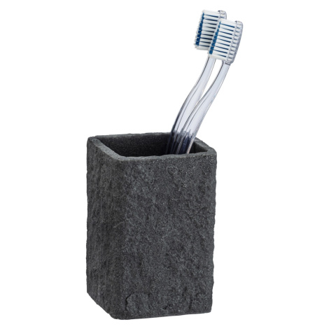 Wenko Pohár na zubné kefky Villata polyrezín 7,5 x 11 x 7,5 cm antracitový