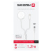 Kábel Swissten 2v1 na Apple Watch, Lightning/USB-C 5W, 1,2m, biely