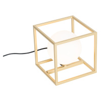 Dizajnová stolná lampa zlatá s bielou - Aniek