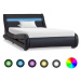 Rám postele so svetlom LED, čierny, umelá koža, 90 x 200 cm