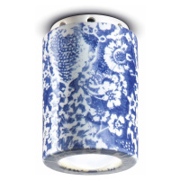 PI stropné svietidlo, kvetinový vzor, Ø 8,5 cm modrá/biela