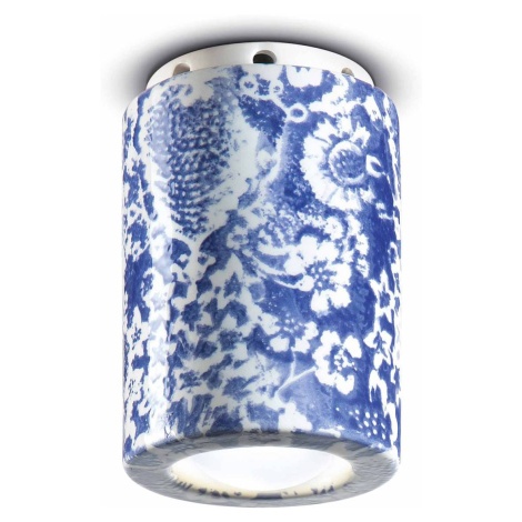PI stropné svietidlo, kvetinový vzor, Ø 8,5 cm modrá/biela Ferro Luce
