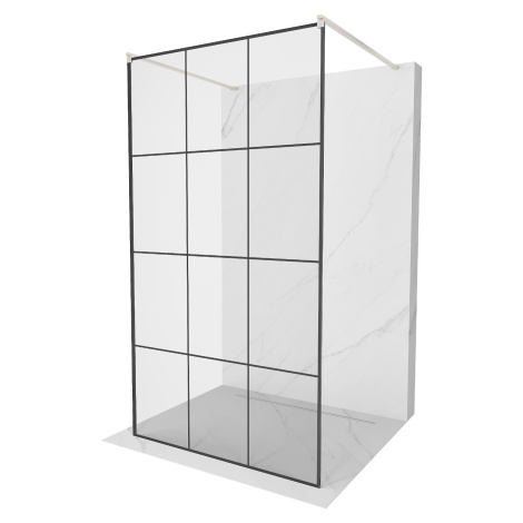 Mexen Kioto, sprchová zástena Walk-In 100 x 200 cm, 8mm sklo čierny vzor, brúsená oceľ profil,  