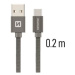 Kábel Swissten opletený USB-USB-C 20cm - šedý
