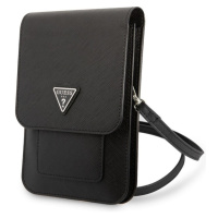 Guess PU Saffiano Triangle Logo Phone Bag Black