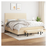 vidaXL Posteľný rám boxspring s matracom krémový 180x200 cm látka