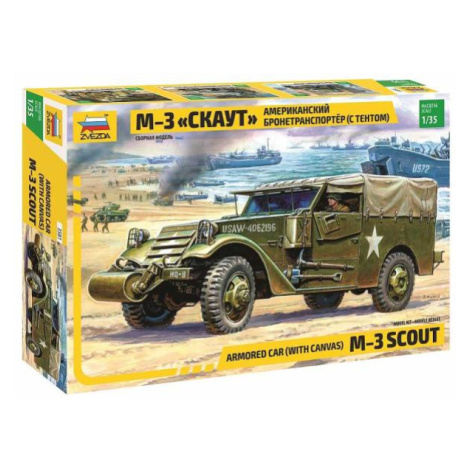 Model Kit military 3581 - M-3 Armored Scout Car with Canvas (1:35)