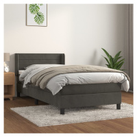 vidaXL Posteľný rám boxspring s matracom tmavosivý 100x200 cm zamat