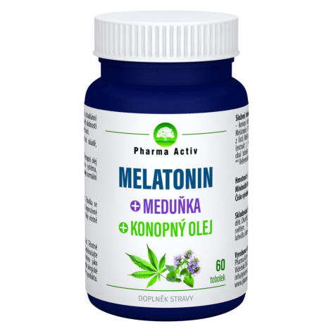 PHARMA ACTIV Melatonín + medovka + konopný olej 60 kapsúl