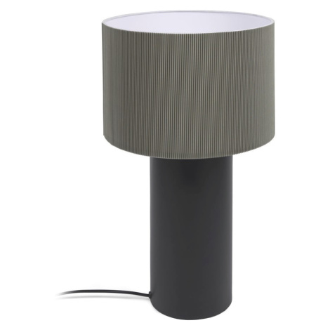 Čierno-sivá stolová lampa s kovovým tienidlom (výška 50 cm) Domicina - Kave Home