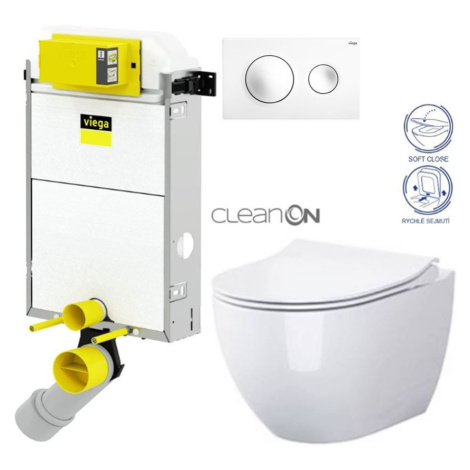 VIEGA Presvista modul PURE pre WC vrátane tlačidla Style 20 bielej + WC CERSANIT ZEN CLEANON + S