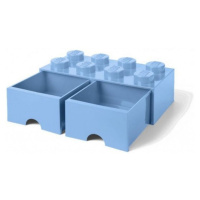 LEGO® úložný box 8 so šuplíkmi svetlomodrý