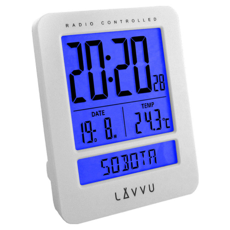 Digitálny budík riadený rádiovým signálom LAVVU LAR0020 Duo White,