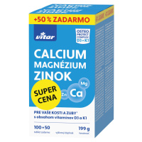 VITAR Calcium + Magnézium + Zinok + vitamíny D3 a K1 150 tabliet