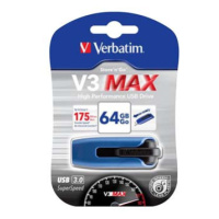 Verbatim USB flash disk, USB 3.0, 64GB, V3 MAX, Store N Go, modrý, 49807, USB A, s výsuvným kone