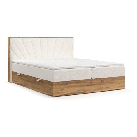 Boxspring posteľ s úložným priestorom v krémovo-prírodnej farbe 180x200 cm Asahi – Maison de Rêv