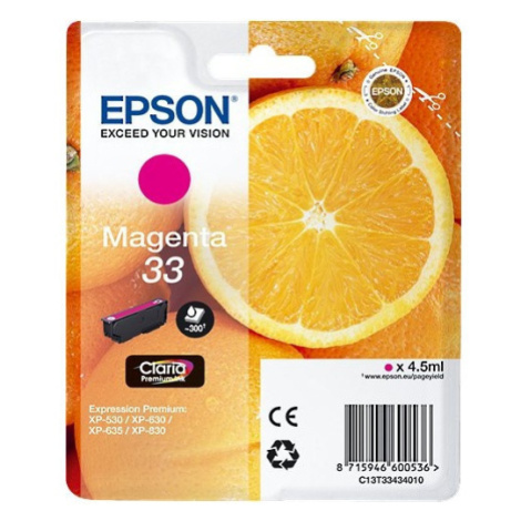 Epson T33434012, T33 purpurová (magenta) originálna cartridge