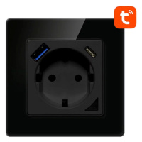 Zásuvka Avatto N-WOT10-USB-B USB and USB-C TUYA Smart WiFi Wall Socket (Black)