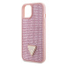 Plastové puzdro Guess na Apple iPhone 14 GUHCP14SHDGTPP Rhinestones Triangle Metal Logo ružové