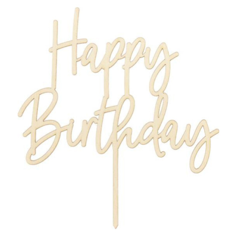 PartyDeco zapichovací dekorace na dort dřevěná Happy Birthday - PartyDeco