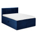 Modrá zamatová dvojlôžková posteľ Mazzini Beds Mimicry, 200 x 200 cm