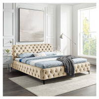 Estila Elegantná chesterfield manželská posteľ Modern Barock so zamatovým krémovým čalúnením 180