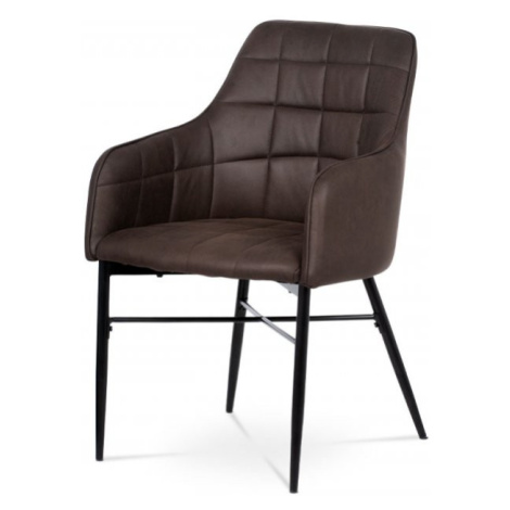 AUTRONIC AC-9990 BR3 jedálenská stolička, poťah hnedá látka v dekor vintage kože, kovová podnož,