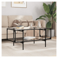 vidaXL Konferenčný stolík priehľadná sklenená doska 98,5x50x45 cm oceľ