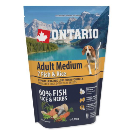 Krmivo Ontario Adult Medium Fish & Rice 0,75kg