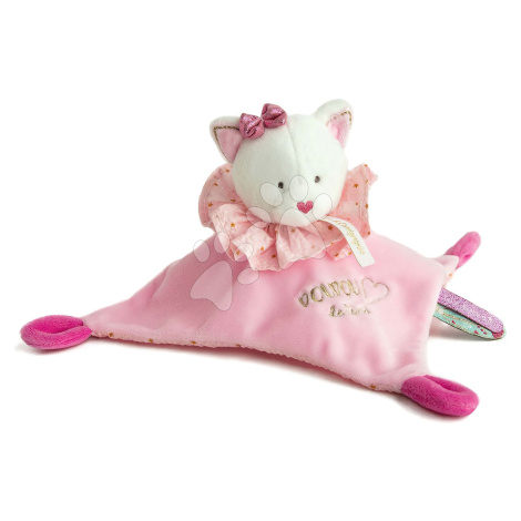 Plyšová mačička na maznanie Attrape-Rêves Doudou et Compagnie ružová 20 cm v darčekovom balení o