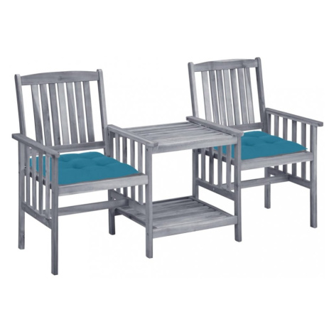 Zaradné stoličky so stolíkom akácia / látka Dekorhome Svetlo modrá vidaXL