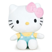 Sanrio Hello Kitty Plush Figure Pink Bow Blue Shirt 25 cm