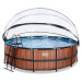 Bazén s krytom a pieskovou filtráciou Wood pool Exit Toys kruhový oceľová konštrukcia 450*122 cm