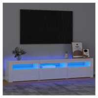 vidaXL TV skrinka s LED svetlami lesklá biela 180x35x40 cm