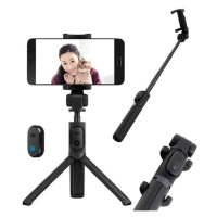 Selfie tyč, dĺžka 42 cm, otočná o 360°, s odnímateľným tlačidlom spúšte, bluetooth, v3.0, funkci