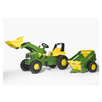 Rollytoys Šliapací traktor Rolly Junior John Deere s nakladačom a vlekom