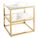 LuxD Dizajnový odkladací stolík Latrisha 45 cm bielo-zlatý - vzor mramor