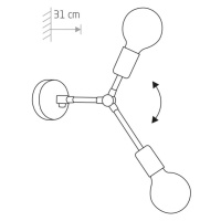 Nástenné svetlo Twig II, nastaviteľné, 2-plameňové