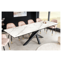 Estila Rozkladací obdĺžnikový jedálenský stôl Ceramia s bielou doskou s dizajnom mramoru a s čie