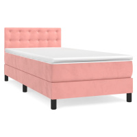 vidaXL Posteľný rám boxsping s matracom ružový 100x200 cm zamat