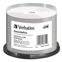 Verbatim DVD-R, DataLifePlus Wide Thermal Printable - No ID Brand, 43755, 4.7GB, 16x, spindle, 5