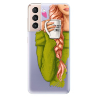 Odolné silikónové puzdro iSaprio - My Coffe and Redhead Girl - Samsung Galaxy S21