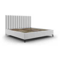 Svetlosivá čalúnená dvojlôžková posteľ s úložným priestorom s roštom 160x200 cm Casey – Mazzini 