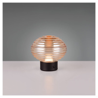 Nabíjacia stolová lampa Earl LED, čierna/jantárová, výška 14,5 cm, sklo