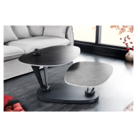 Estila Dizajnový konferenčný stolík Delin s mramorovými doskami v čiernej farbe a dvomi otočnými