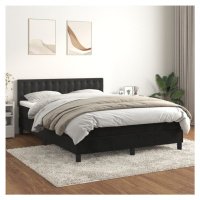 vidaXL Posteľný rám boxspring s matracom čierny 140x190 cm zamat