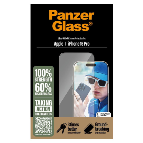 PanzerGlass - Tvrdené sklo UWF s aplikátorom pre Apple iPhone 16 Pro, čierna