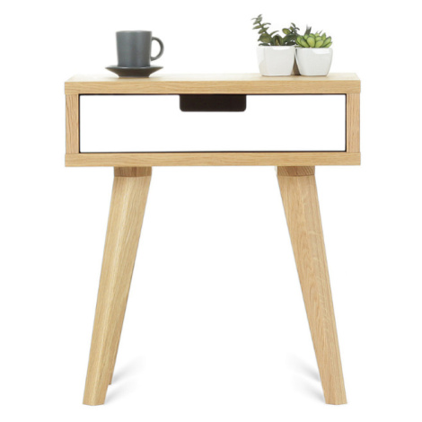 Benlemi Dizajnový nočný stolík so šuplíkom LUNA biely Zvoľte kvalitu dreva: 2. Kombinácia dubové